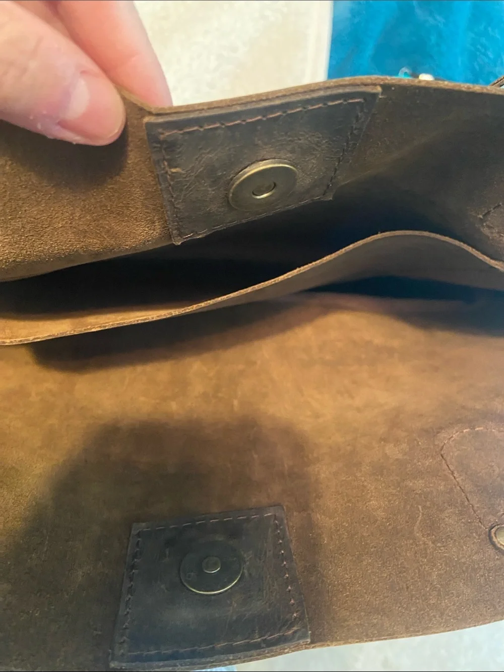 NaNa Brown and Tan Two-Tone Leather Messenger Tote